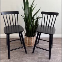 LUE BONA Windsor Bar Stools Set of 2, 24 Inch Farmhouse Upgraded Wooden Counter Height Barstools wit