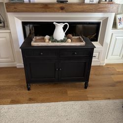 Farmhouse Black Wooden Sideboard with (2) Drawer and (2) Doors