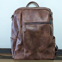 Faux Leather Bag With 8 Pockets And Charging Feature