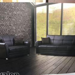 New 2 Piece Leather Sofa Love Seat Coverts To Bed On Sale $739 We Deliver!