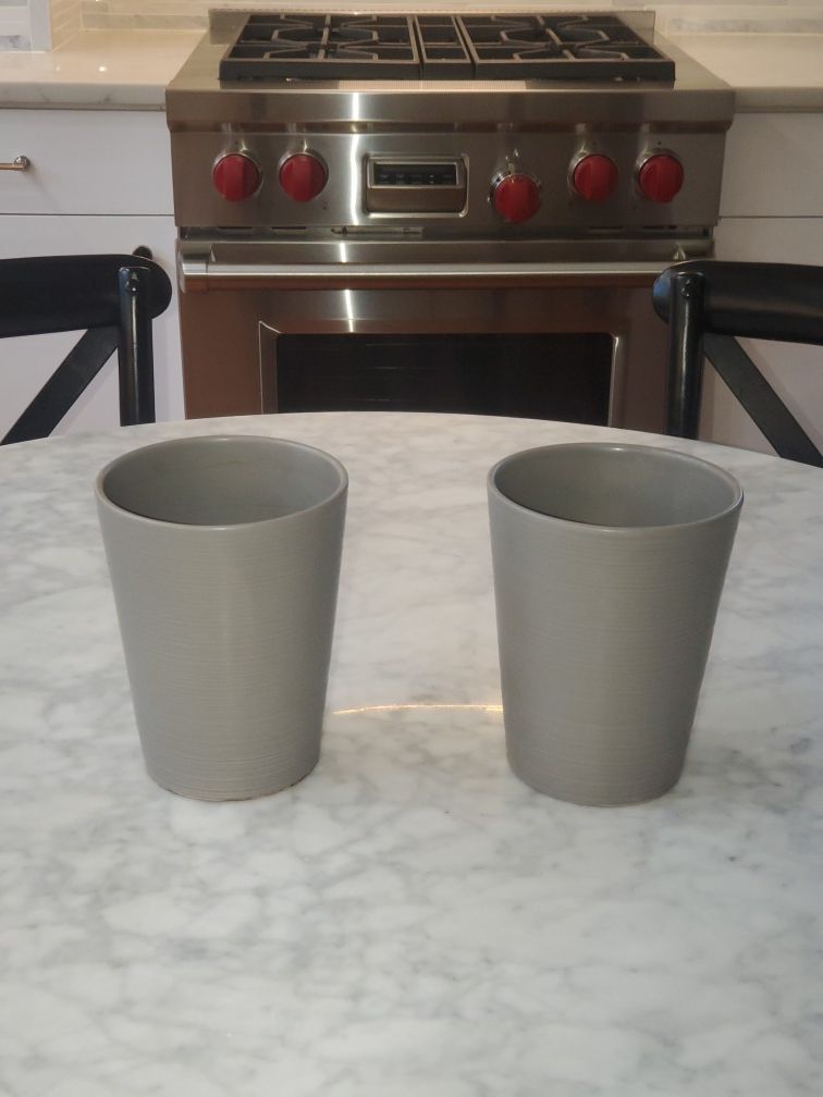 Pair of Contemporary Grey Flower Pots