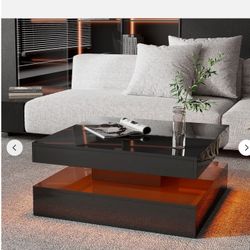 Black High Gloss LED Coffee Table with Lights