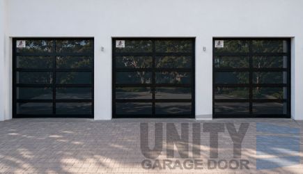 Hurricane Impact Glass Garage Door | Modern Full View Design | New Installed