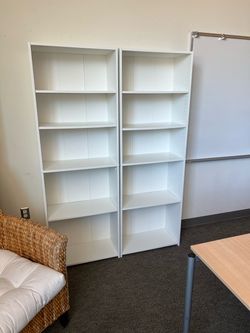 Set of 2 White IKEA Bookcases