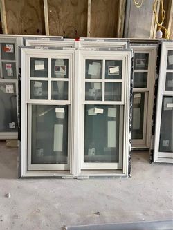 Andersen Double-Hung Windows White with Grilles