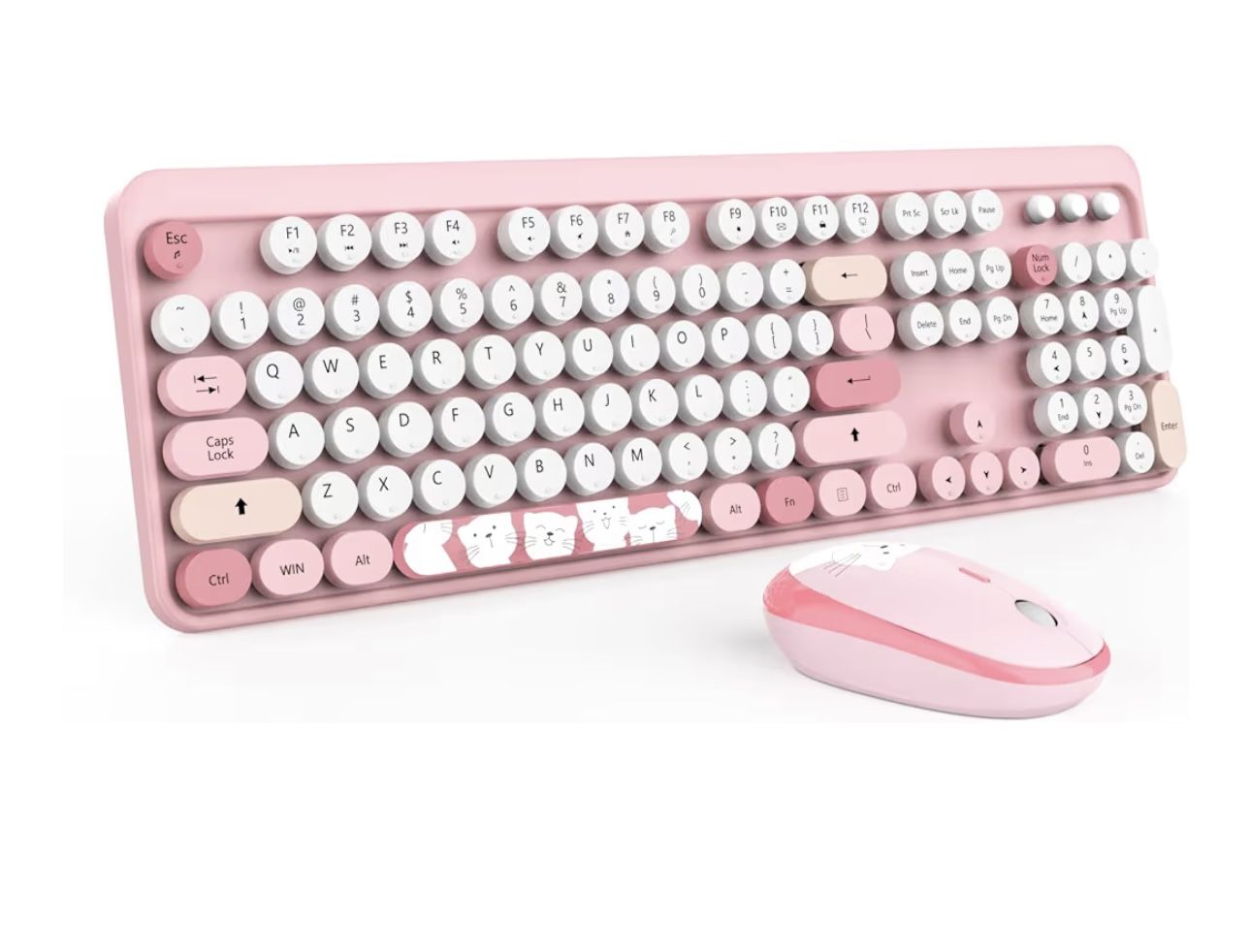 Wireless Keyboard,KOOTOP Cute Colorful 104 Keys Typewriter Retro