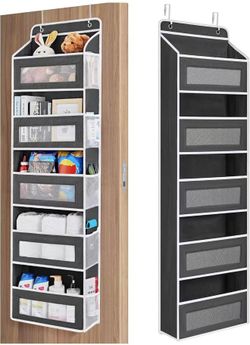 Over the Door Organizer Storage, 5 Shelf Hanging Organizer with 5 Large Capacity Pockets, Anti Tilt 44 lb Load Behind Door Storage for Bedroom, Bathro