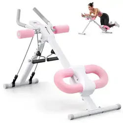 Pink Adjustable Ab Trainer Foldable Machine for Abs Workout at Home Gym - Pink