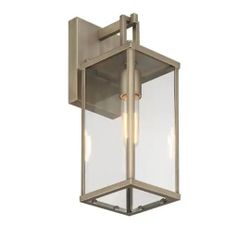 Hampton  Bay Porter Hills 15.68 in. Vintage Brass Hardwired Outdoor Wall Mount Lantern Sconce with No Bulb Included