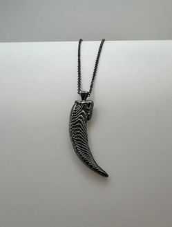 Oxidized Silver Badger Claw Necklace