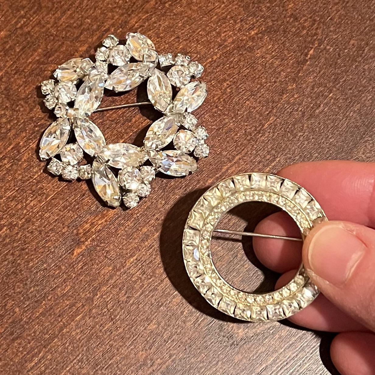 Estate Rhinestone Brooch Lot (2)