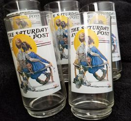 Set of 5 Arbys The Saturday Evening Post Collector's Glasses