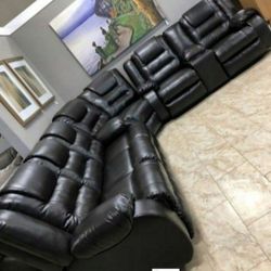 Brand New| Black Reclining Sectional Couch| Leather Sofa Couch| Red And Brown Color Options| Sofa Loveseat And Wedge|