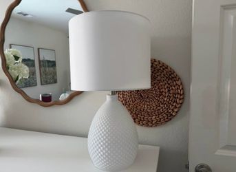 2 Beautiful 26h x 14w Large Pure White Table Lamps with Glass Elegant Table Decor