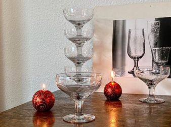 Vintage etched champagne glasses