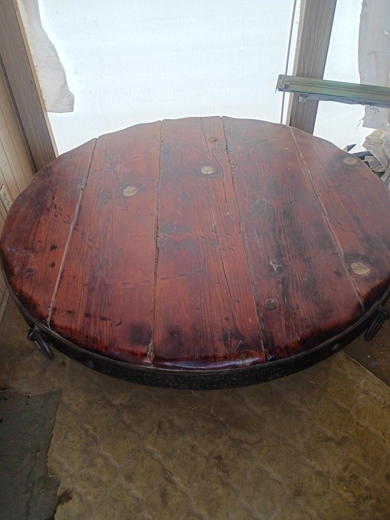Old Heavy Round Table Antique 
