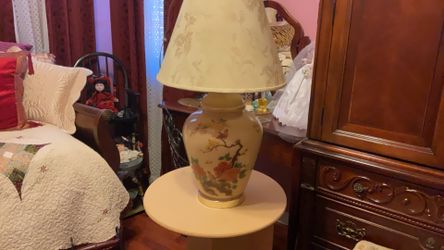 Vintage Asian Inspired Hand Painted Lamp