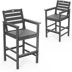 Patio Bar Table & 2 Adirondack Chairs Set – Outdoor Furniture