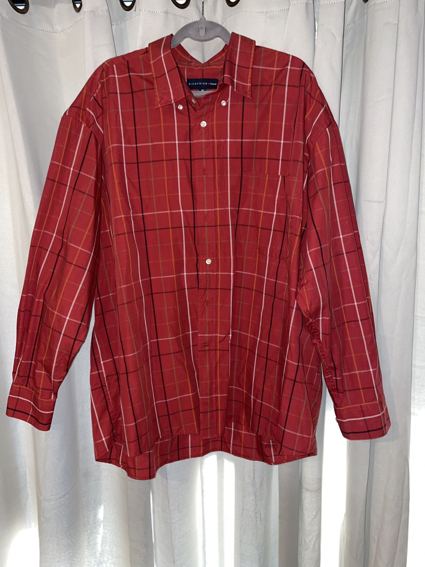 Red Plaid Men's Shirt 3X
