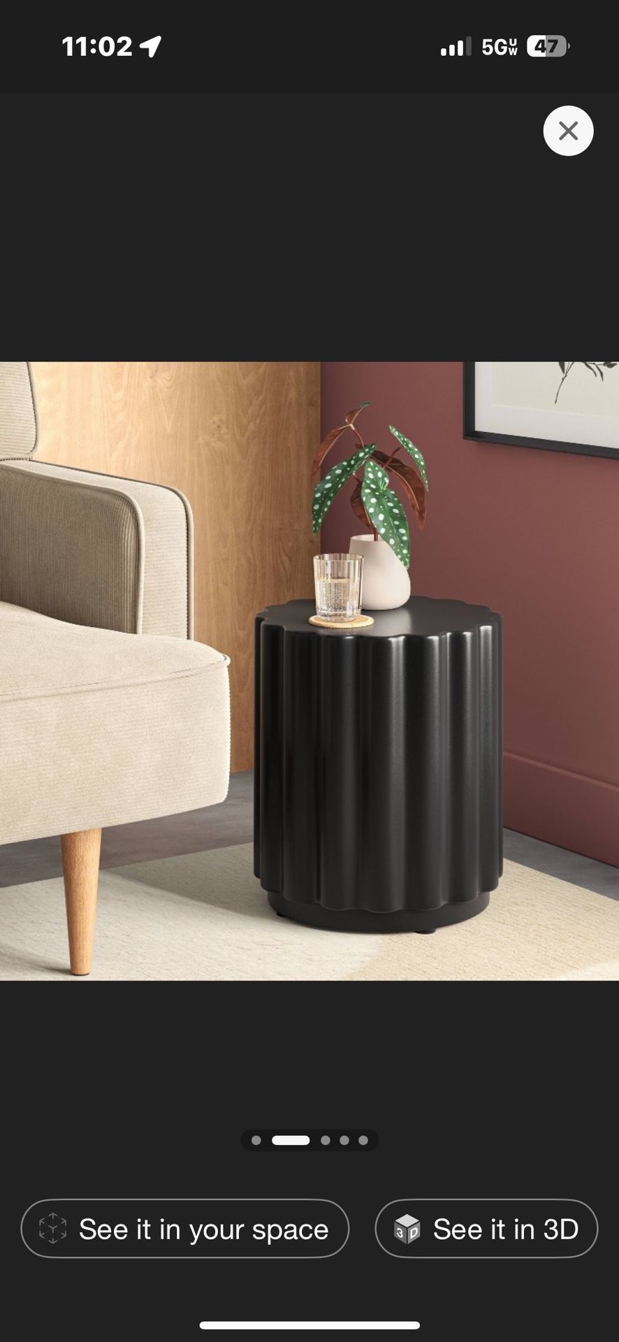 Sculped Round End Table Black - Room Essentialsâ„¢