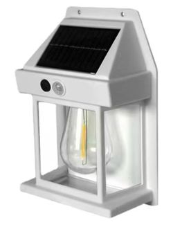 4x Solar Wall Lights, Motion Sensor, Waterproof, Modern White Plastic Solar Security Wall Lanterns for Garden Yard Patio Fence Outside Decorative