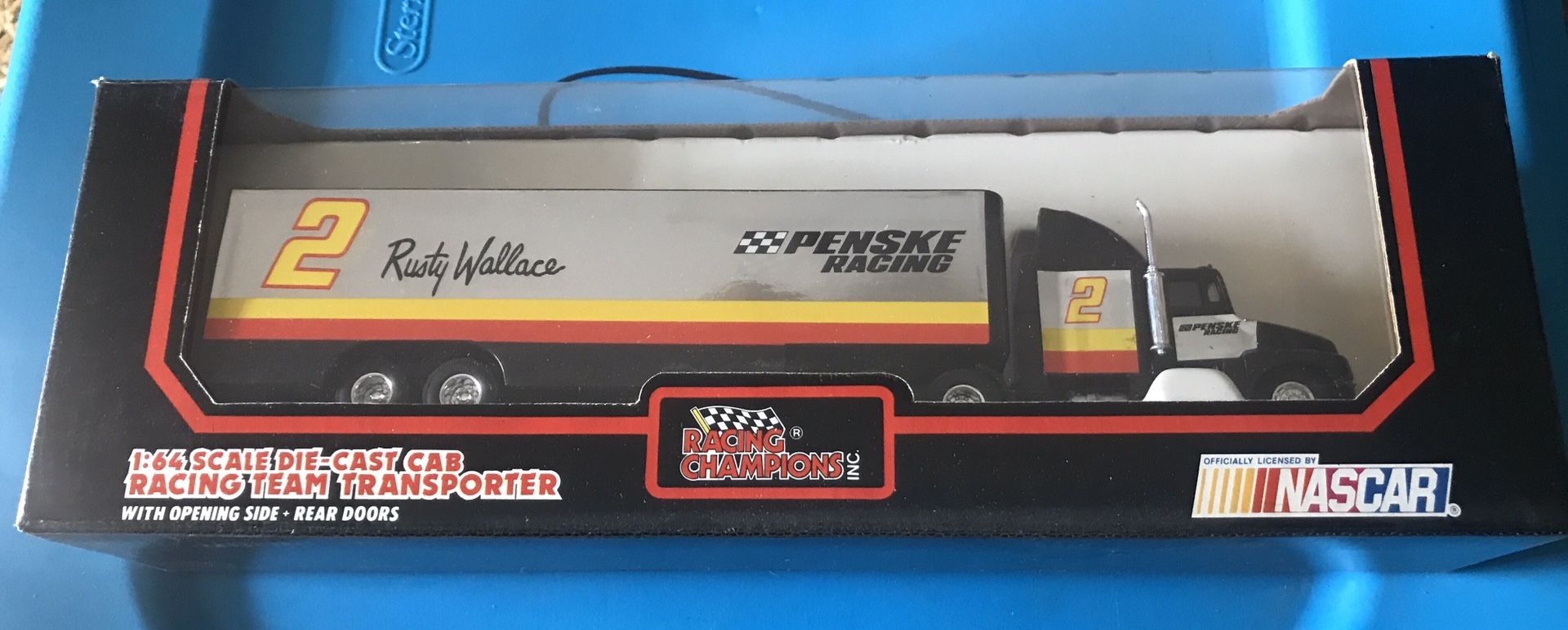 Racing Champions Rusty Wallace #2 NASCAR 1:64 Team Transporter 1991 NASCAR Race Car Transporter with Opening Rear Doors Truck is NEW - Still in Fa