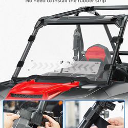 KEMIMOTO 14-18 XP 1000 Front Windshield 2-IN-1 Vented Pre-Installed Rubber Strip, Compatible with 2014-2018 Polaris RZR XP 1000 / RZR 900 / XP Turbo, 