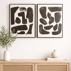 Modern 2-piece Abstract Wall Art Set In Black
