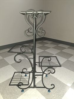 New 4-Tier Metal Plant Stand with Scroll Design