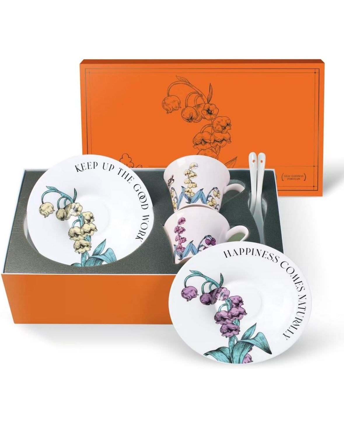 Tea Cup Set With 2 Tea Cups 2 Saucers And 2 Spoon 7 OZ