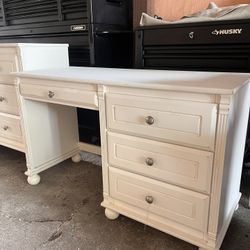 White desk with drawers & White Dresser 