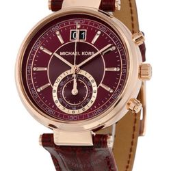 MICHAEL KORS Sawyer Burgundy Dial Burgundy Leather Ladies Watch