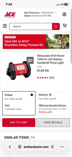 Milwaukee flood light+battery