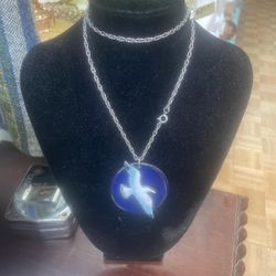Vintage Mid Century Modern Enamel Pendant Necklace 