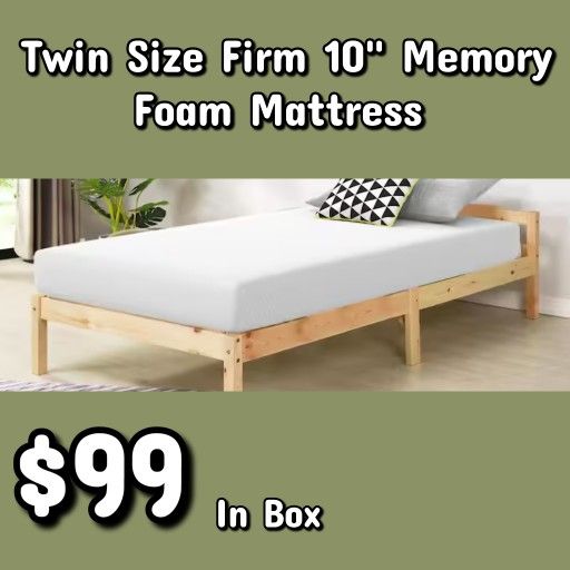NEW Twin Size Firm 10" Memory Foam Mattress: Njft