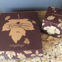 Longaberger Vintage falling leaves Pewter Tray And Orange Spice Candle 