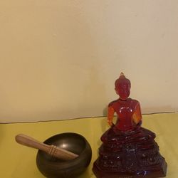 Nepal Singing Bowl And Buddha Statue 