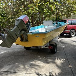 Florida skiff 17 foot boat motor trailer