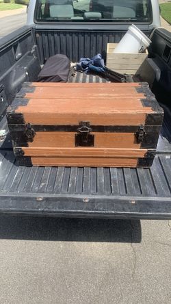 Rare small 1800s Haines flat top steamer chest