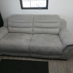 Sentinel Light Gray Micro Power Recliner Sofa