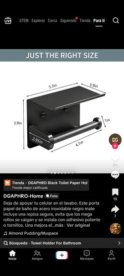 Black Toilet Paper Holder with Shelf