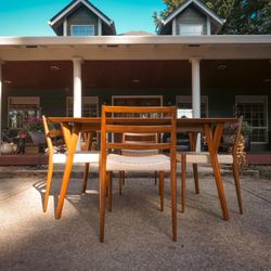 West Elm Mid Century Table with Holland Chairs