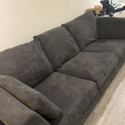 Grey Fluffy Plush Couch 