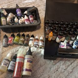 Large Alcohol Ink & Mixed Media Lot – Tim Holtz, Piñata, Ranger, Posh Ink + Case
