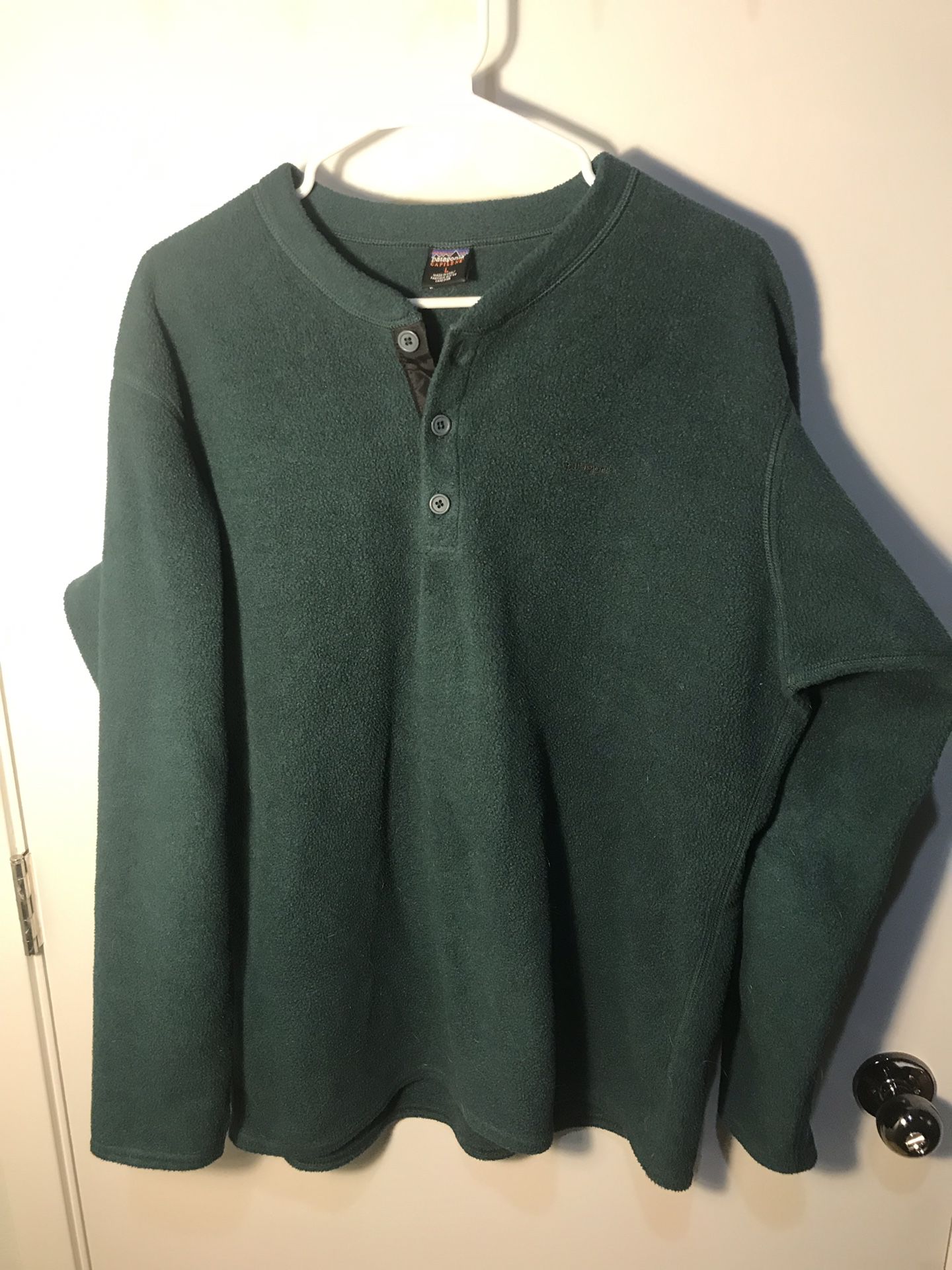 Men’s vintage Patagonia fleece Henley long sleeve shirt large l capilene