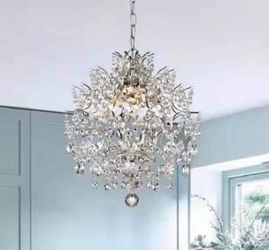 New in Box Daisy 16 in W Indoor 3Light Brushed Champagne Silver Crystal Chandelier
