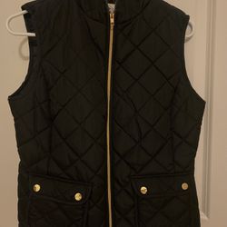 St. Johns Bay Black Puffer Vest with front pockets Women's Small
