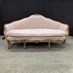 Ornate French Provincial Carved Wood Settee Sofa
