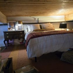 New Queen Bed Mattress And Platform Frame...used One Night Only