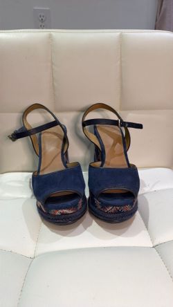 Tory Burch Trinity platform sandals in royal navy suede